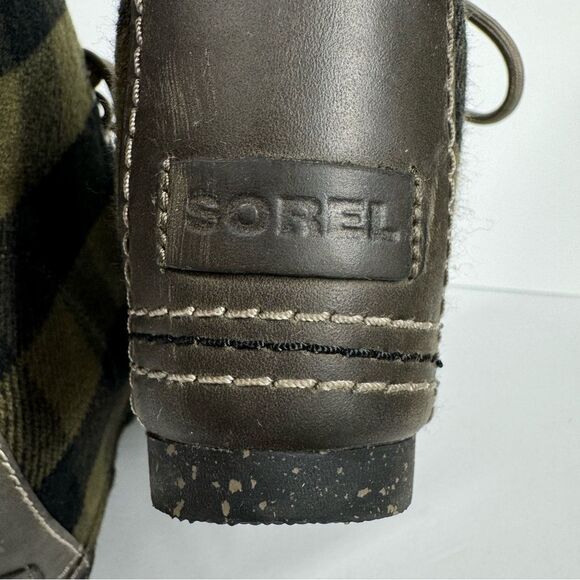 Sorel Wedge Ankle Buffalo Check Plaid PDX Boots Green Black Booties Size 11 - Picture 9 of 12
